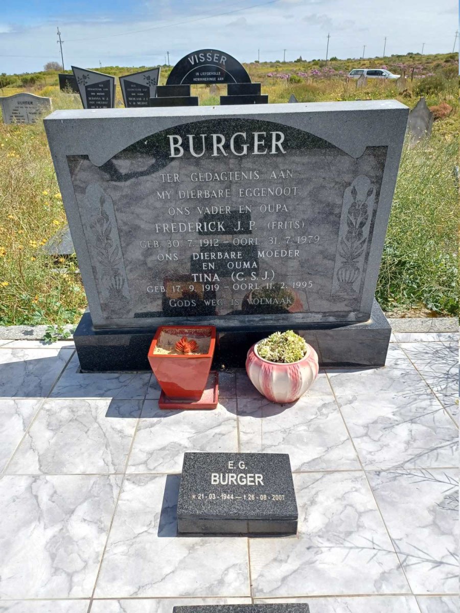 BURGER Frederick J.P. 1912-1979 &amp; C.S.J. 1919-1995 :: BURGER E.G. 1944-2007