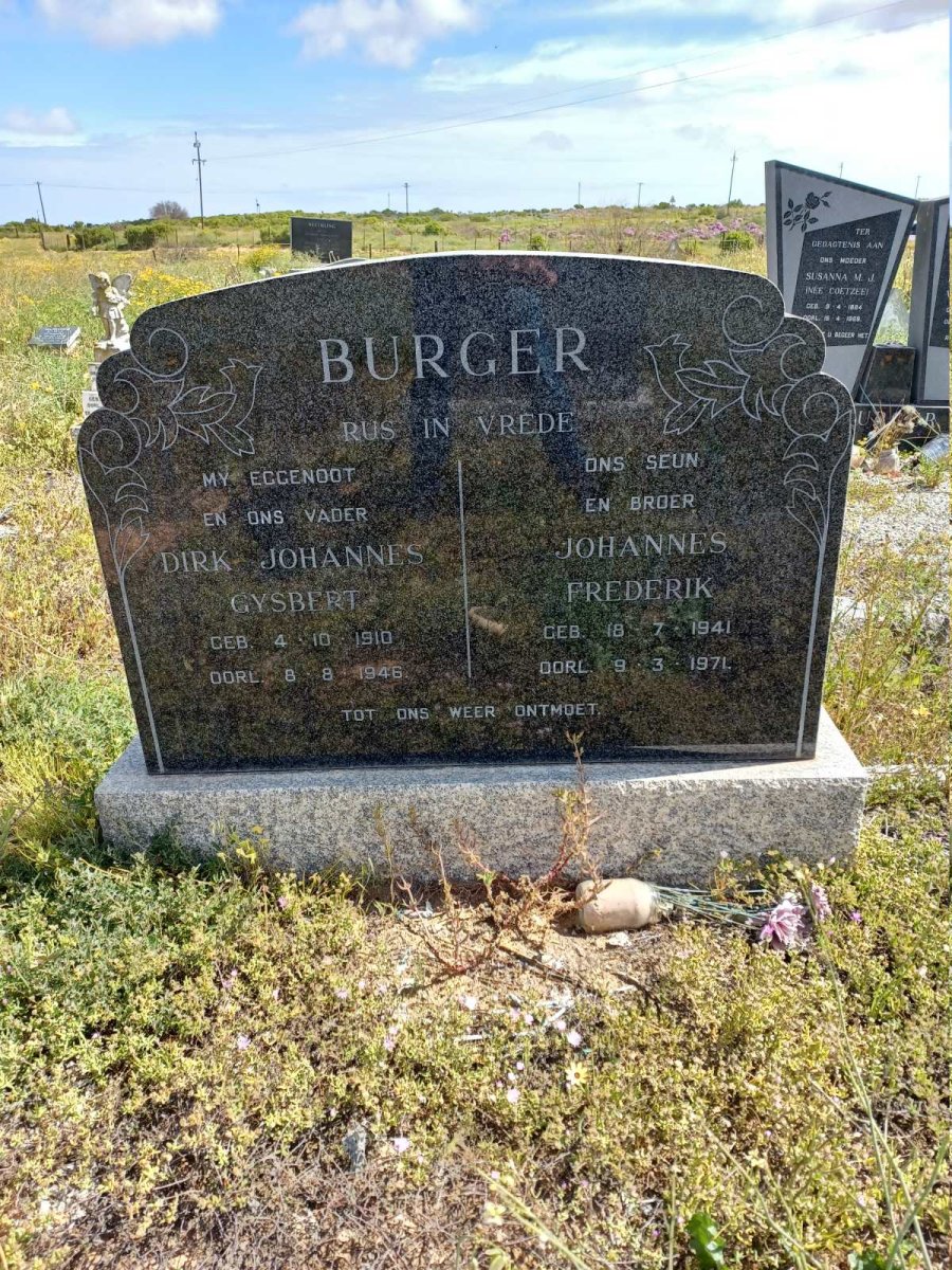 BURGER Dirk Johannes Gysbert 1910-1946 :: BURGER Johannes Frederik 1941-1971