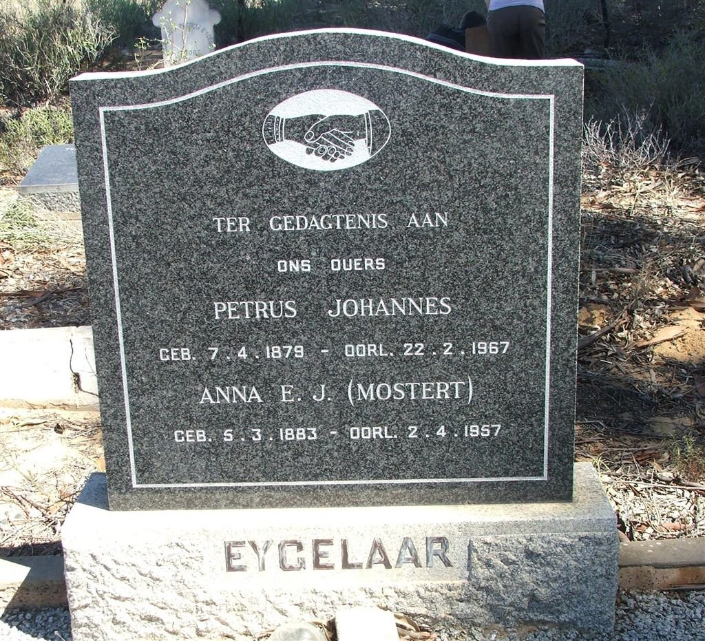 EYGELAAR Petrus Johannes 1879-1967 &amp; Anna E.J. MOSTERT 1883-1957