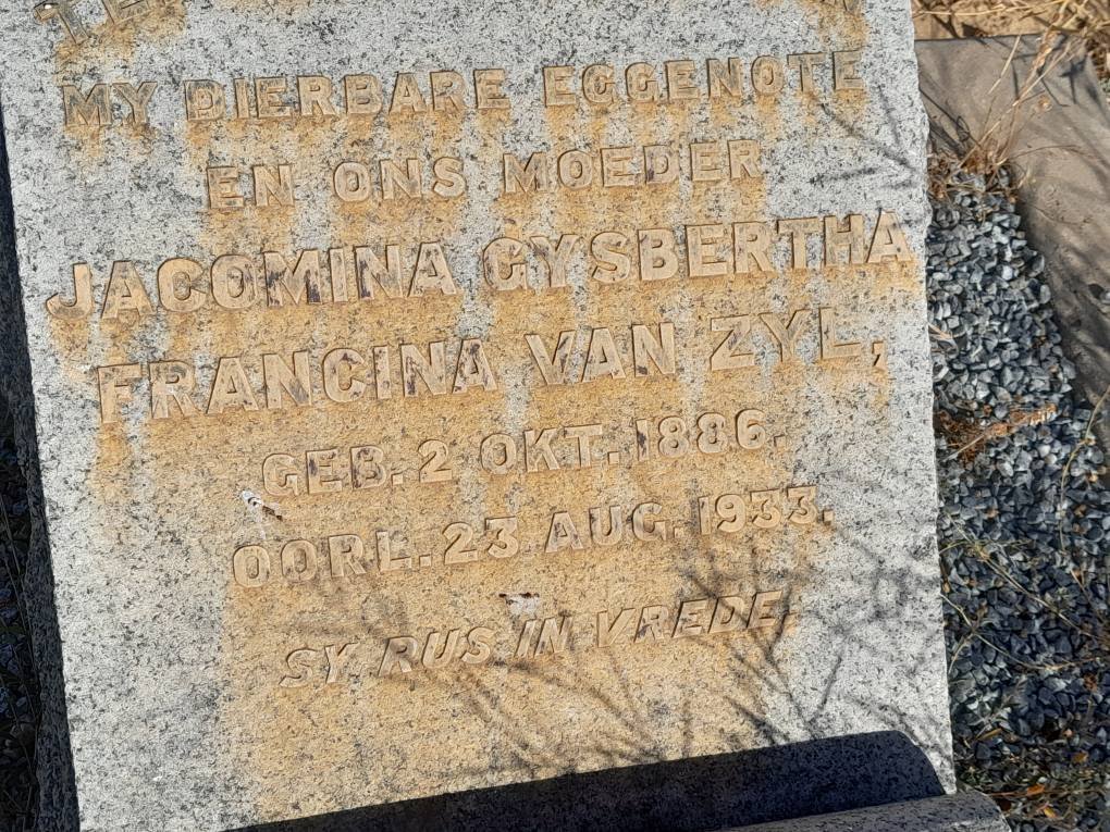 ZYL Jacomina Gysbertha Francina, van 1886-1933