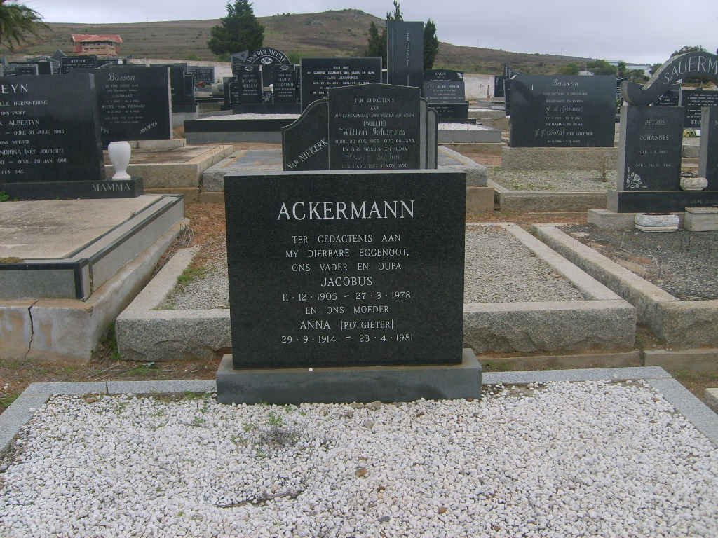 ACKERMANN Jacobus 1905-1978 &amp; Anna POTGIETER 1914-1981