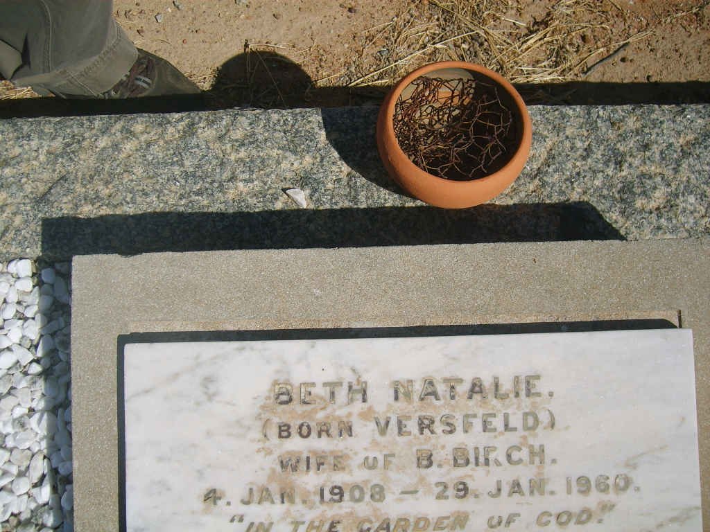 BIRCH Beth Natalie nee VERSFELD 1908-1960