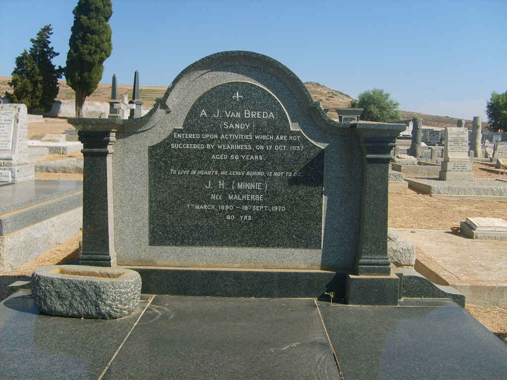 BREDA A.J., van  -1937 &amp; J.H. MALHERBE 1890-1970