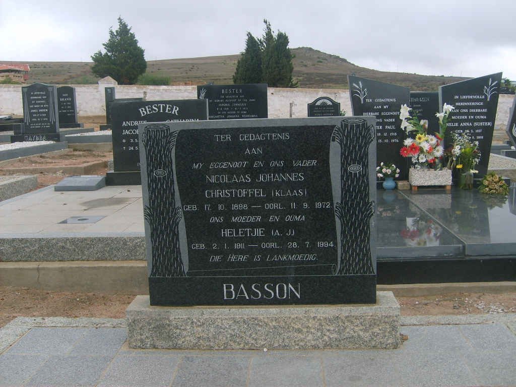 BASSON Nicolaas Johannes Christoffel 1888-1872 &amp; A.J. 1911-1994