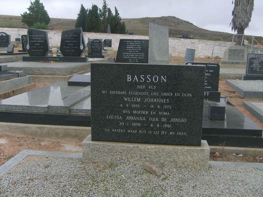 BASSON Willem Johannes 1888-1973 &amp; Louisa Johanna DE JONGH 1898-1981