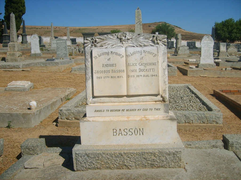 BASSON Andries Jacobus -1937 &amp; Alice Catherine DUCKITT -1949