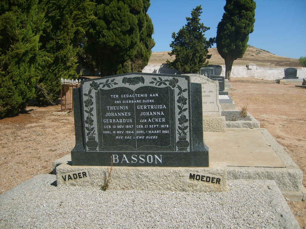BASSON Theunis Johannes Gerhardus 1867-1964 &amp; Gertruida Johanna ACKER 1878-1960