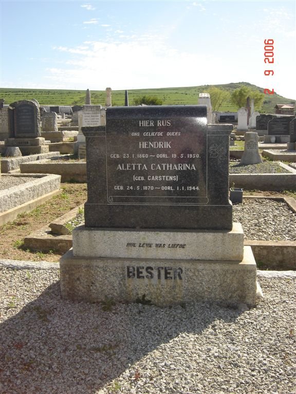 BESTER Hendrik 1860-1950 &amp; Aletta Catharina CARSTENS 1870-1944