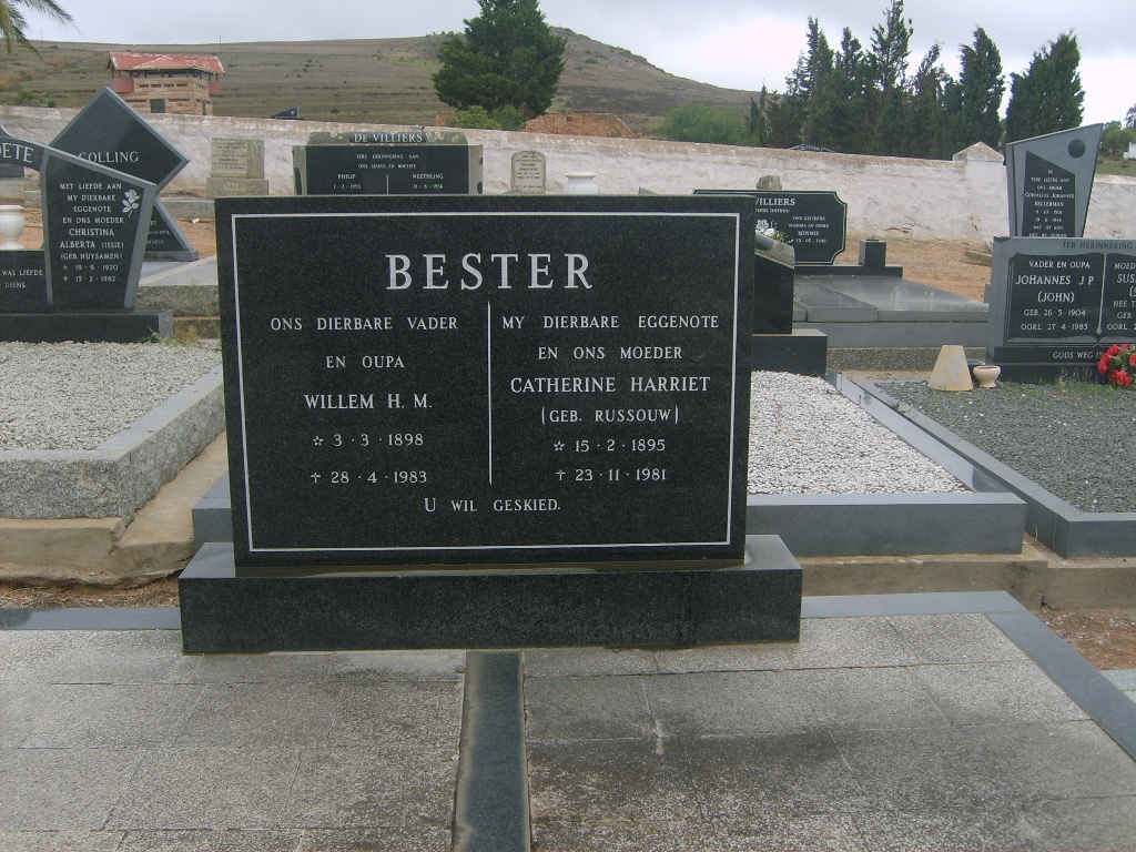 BESTER Willem H.M. 1898-1983 &amp; Catherine Harriet RUSSOUW 1895-1981