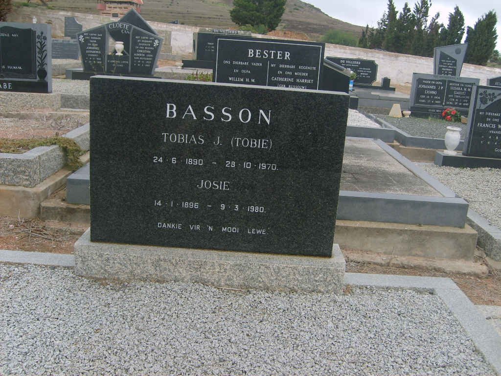 BASSON Tobias J. 1890-1970 &amp; Josie 1896-1980
