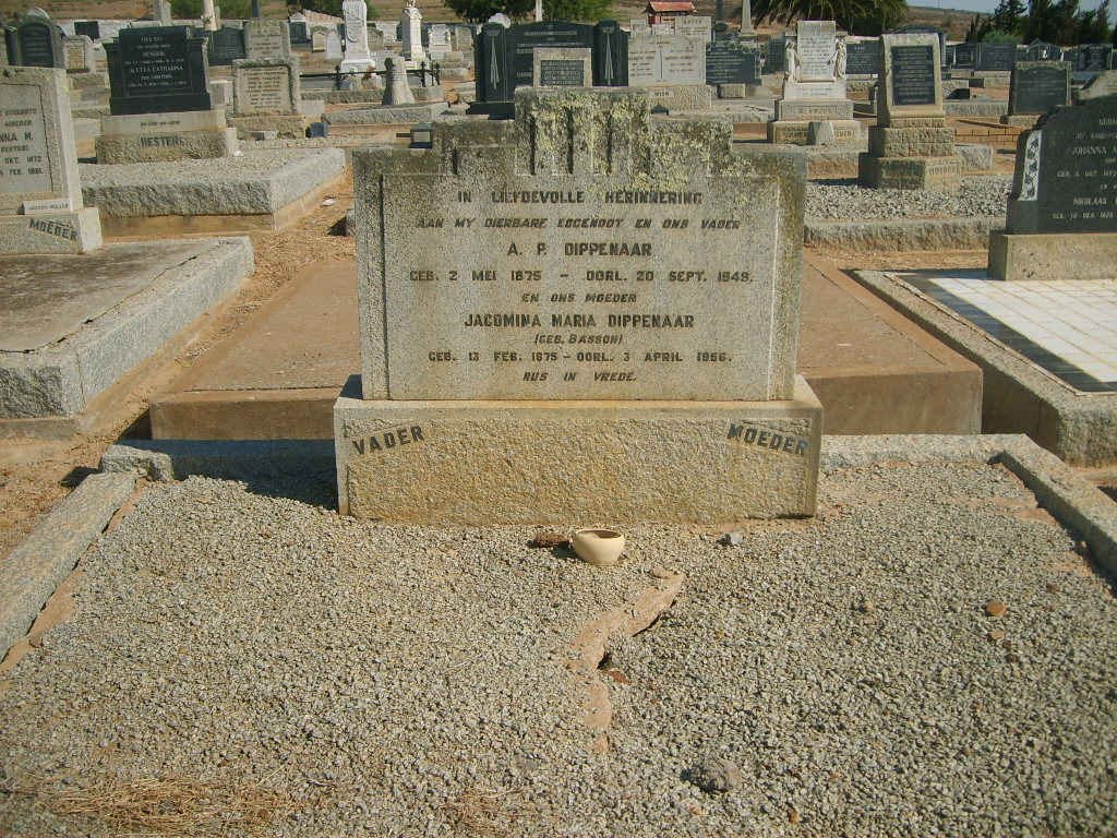 DIPPENAAR A.P. 1875-1948 &amp; Jacomina Maria BASSON 1875-1856