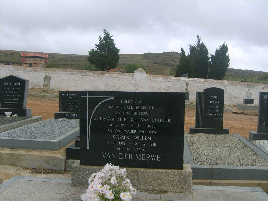 MERWE Schalk Willem, van der 1912-1981 &amp; Johanna M.E. VAN SCHOOR 1911-1975