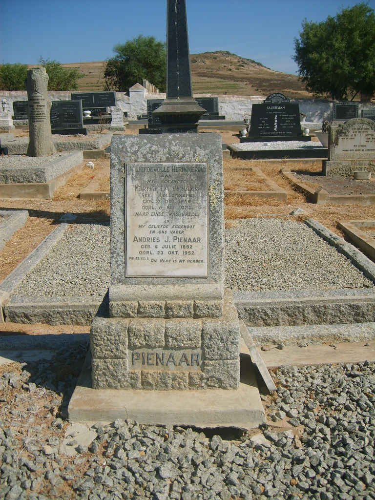 PIENAAR Andries J. 1882-1952 &amp; Martha H.A. KELLERMAN 1885-192?