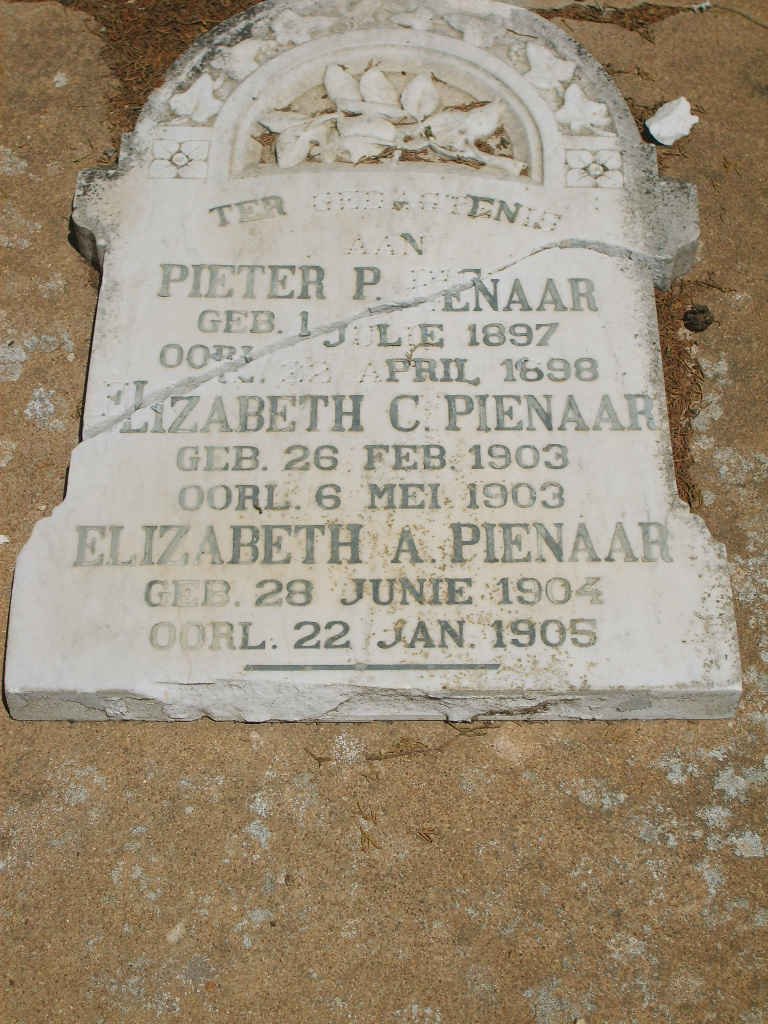 PIENAAR Pieter P. 1897-1898 :: PIENAAR Elizabeth C. 1903-1903 :: PIENAAR Elizabeth A. 1904-1905