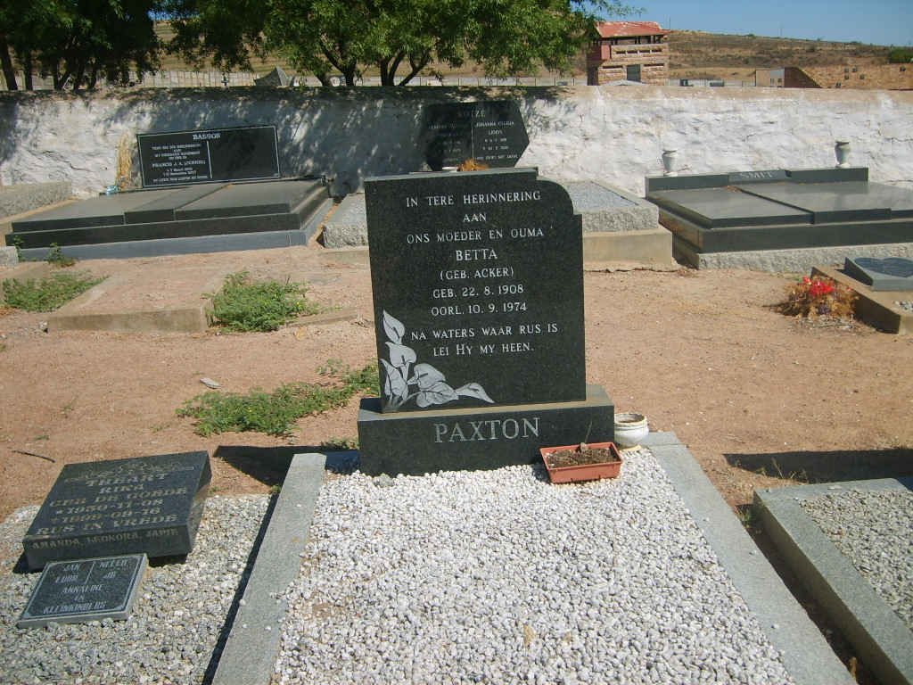 PAXTON Betta nee ACKER 1908-1974