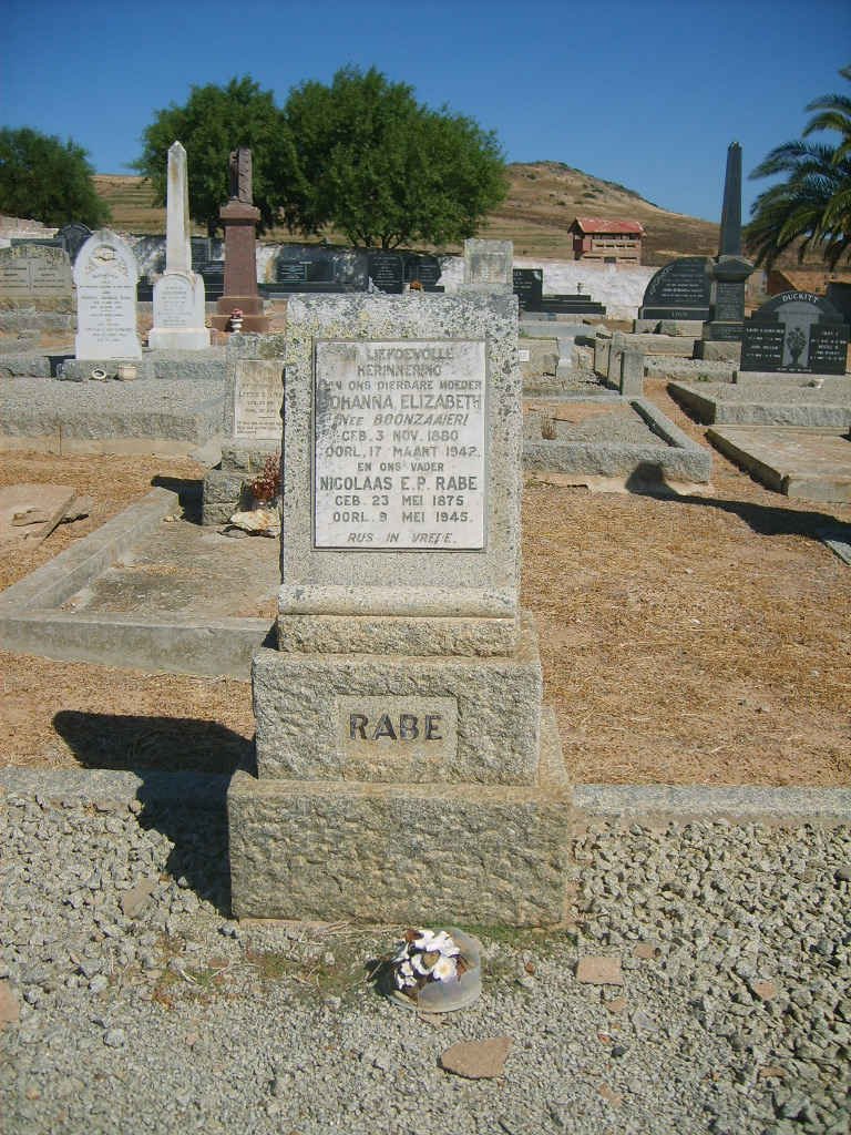 RABE Nicolaas E.P. 1875-1945 &amp; Johanna Elizabeth BOONZAAIER 1880-1942
