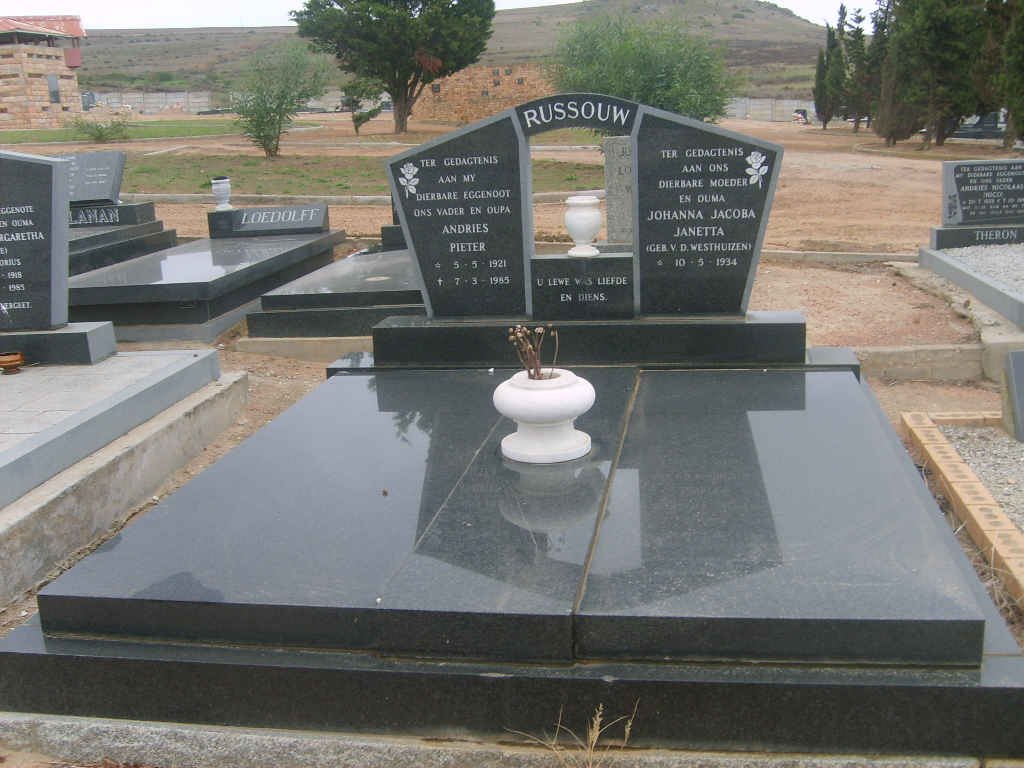 RUSSOUW Andries Pieter 1921-1985 &amp; Johanna Jacoba Janetta V.D. WESTHUIZEN 1934-