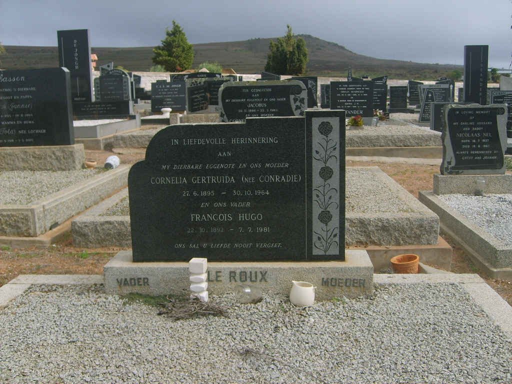 ROUX Francois Hugo 1892-1981 &amp; Cornelia Gertruida CONRADIE 1895-1964