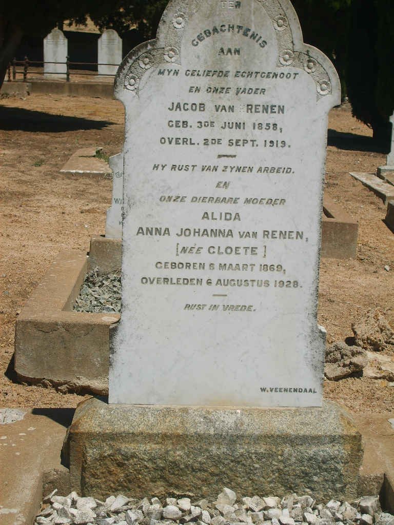 RENEN Jacob, van 1858-1919 &amp; Anna Johanna COETE 1869-1928