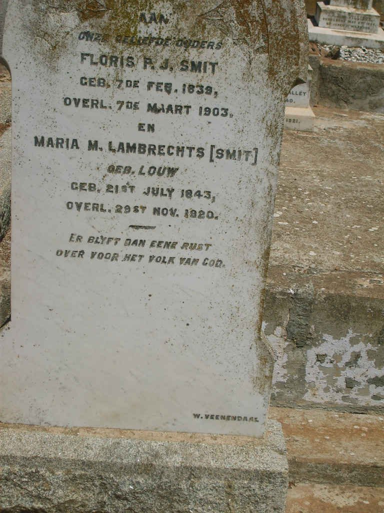 SMIT Floris P.J. 1839-1903 &amp; Maria M. LAMBRECHTS voorheen SMIT nee LOUW 1843-1920