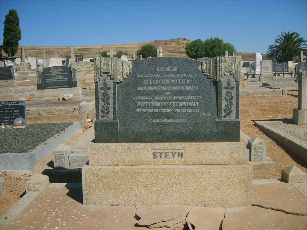 STEYN Gabriel Hendrik 1891-1959 &amp; Anna SLABBER 1895-1948