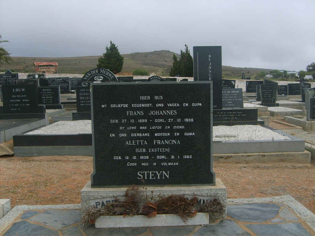 STEYN Frans Johannes 1899-1966 &amp; Aletta Francina EKSTEEN 1909-1982