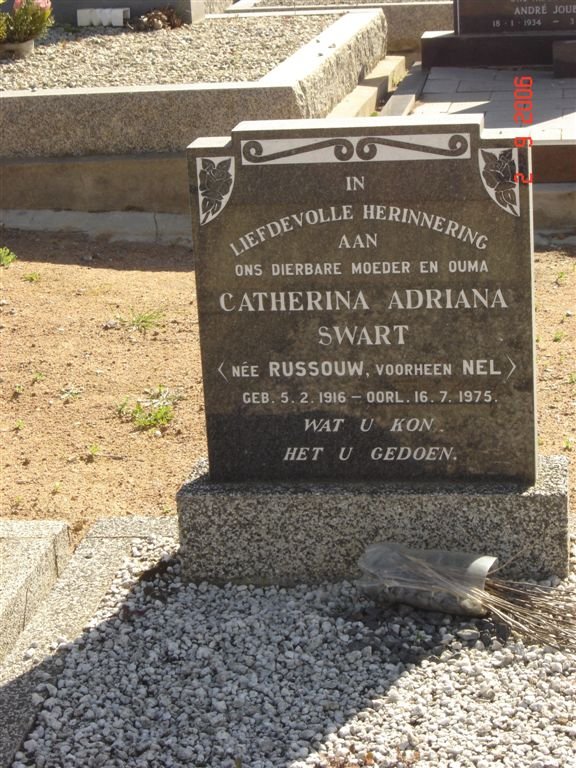 SWART Catharina Adriana, voorheen NEL nee RUSSOUW 1916-1975