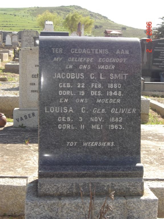 SMIT Jacobus G.L. 1880-1948 &amp; Louisa C. OLIVIER 1882-1963