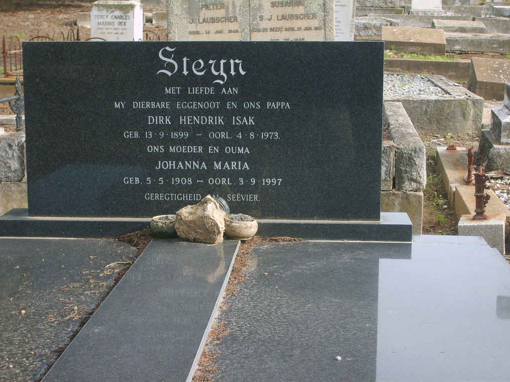 STEYN Dirk Hendrik Isak 1899-1973 &amp; Johanna Maria 1908-1997