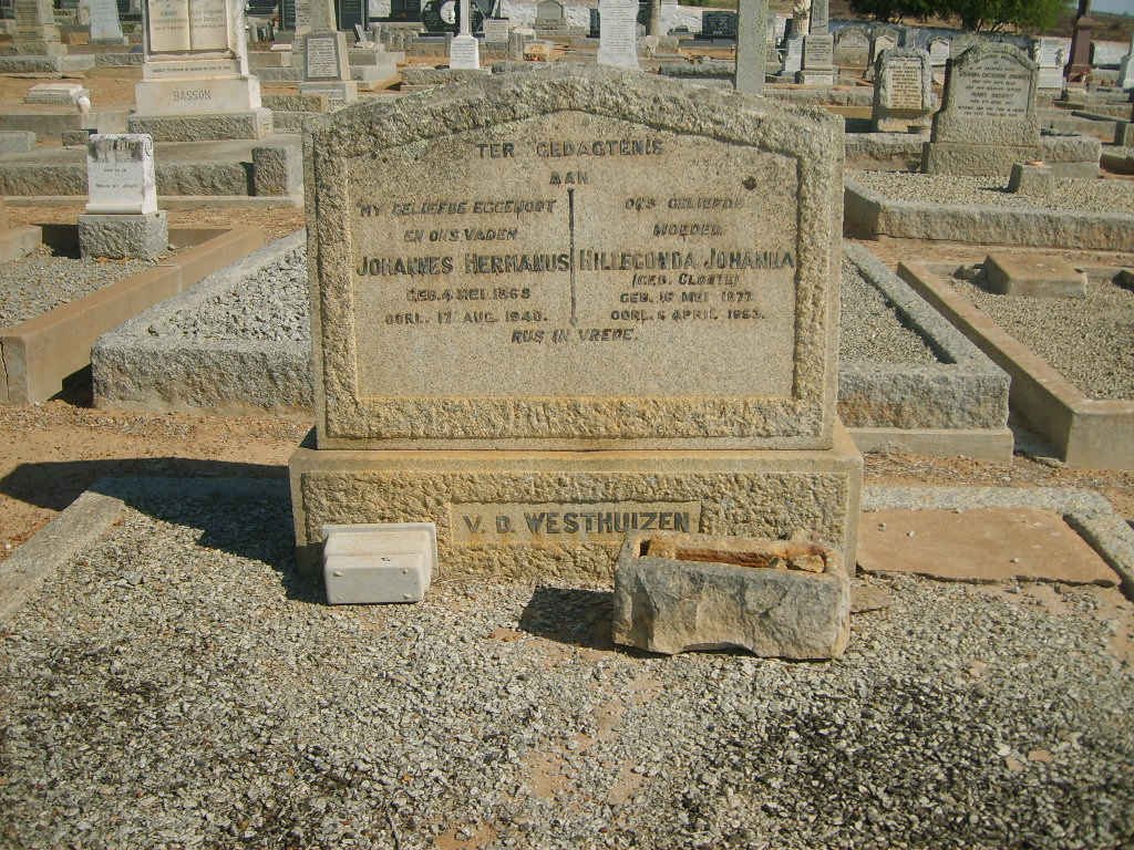 WESTHUIZEN Johannes Hermanus, v.d. 1868-1940 &amp; Hillegonda Johanna CLOETE 1877-1953
