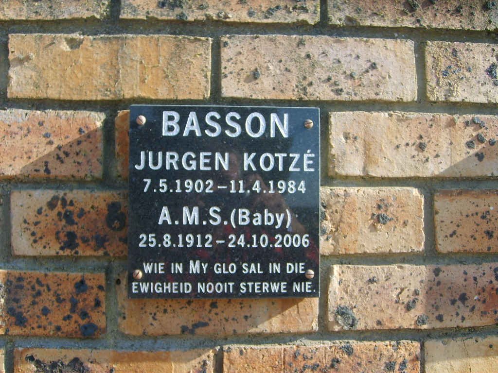 BASSON Jurgen Kotze 1902-1984 &amp; A.M.S. 1912-2006