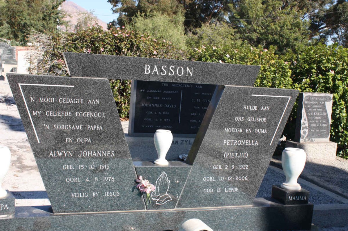BASSON Alwyn Johannes 1915-1978 &amp; Petronella 1922-2006