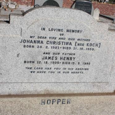 HOPPER James Henry 1905-1990 &amp; Johanna Christina KOCH 1907-1950