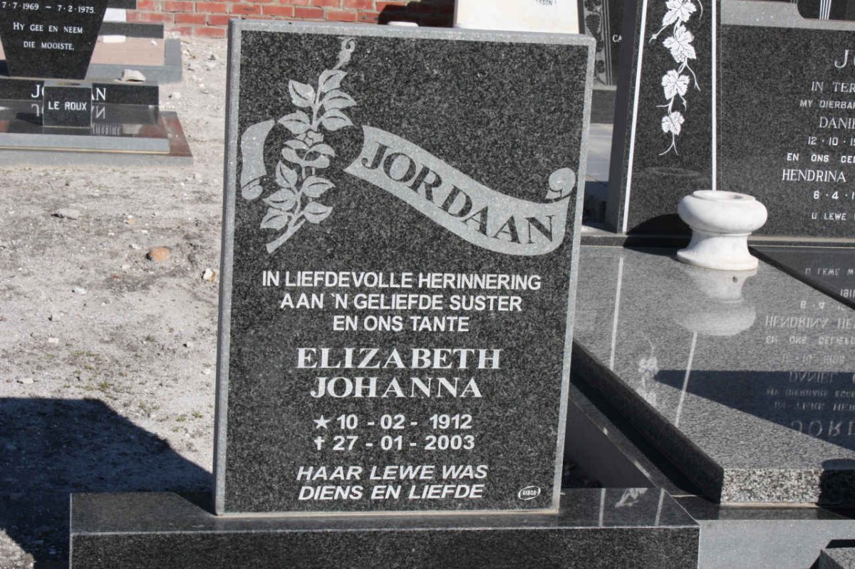 JORDAAN Elizabeth Johanna 1912-2003