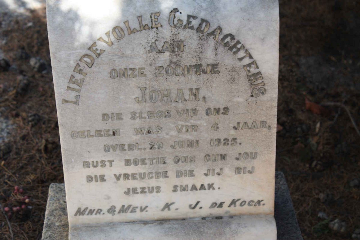 KOCK Johan, de -1925