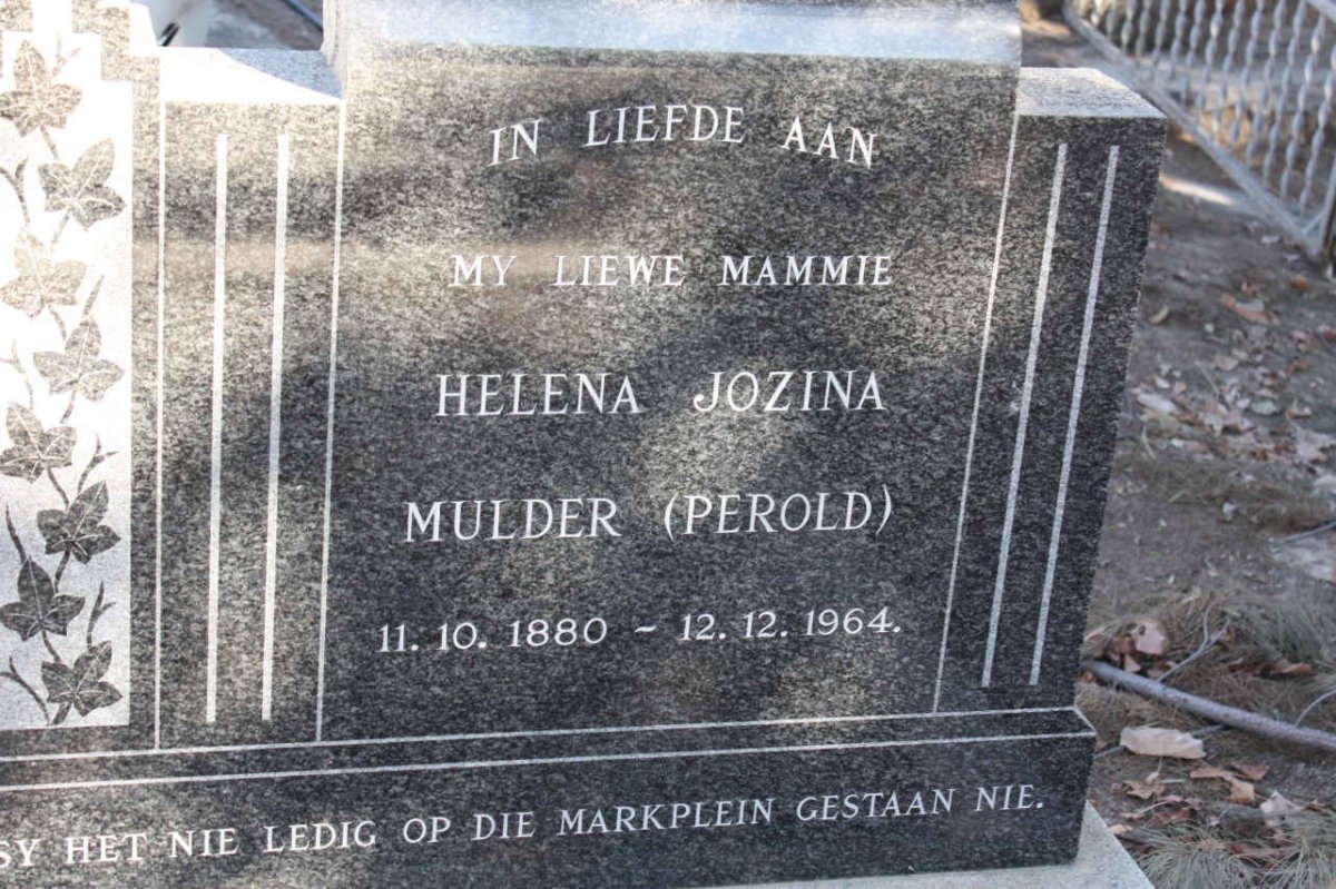MULDER Helena Jozina nee PEROLD 1880-1964