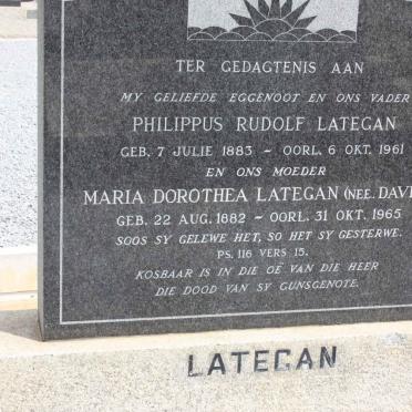 LATEGAN Philippus Rudolf 1883-1961 &amp; Maria Dorothea DAVEL 1882-1965