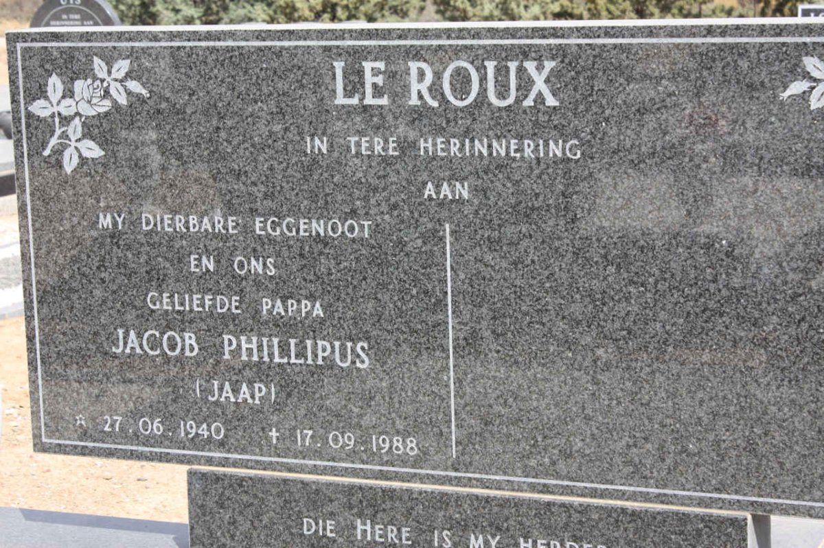 ROUX Jacob Phillipus, le 1940-1988