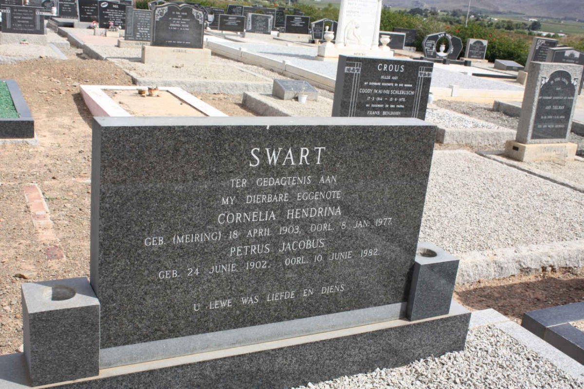SWART Petrus Jacobus 1902-1982 &amp; Cornelia Hendrina MEIRING 1902-1977