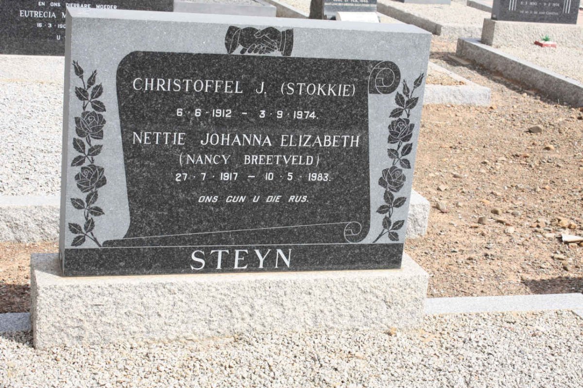 STEYN Christoffel J. 1912-1974 &amp; Nettie Johanna Elizabeth BREETVELD 1917-1983