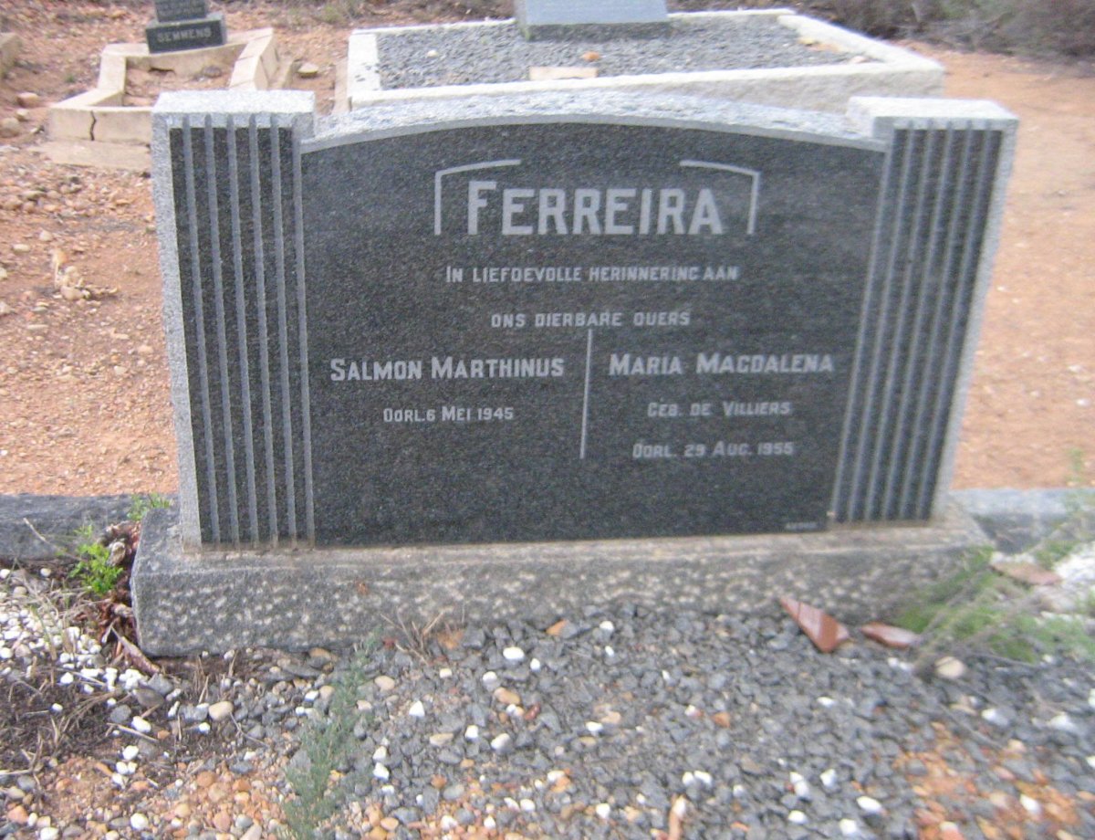 FERREIRA Salmon Marthinus -1945 &amp; Maria Magdalena DE VILLIERS -1955