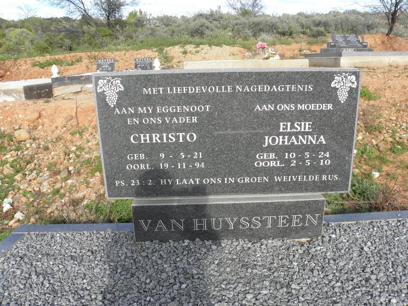 HUYSSTEEN Christo 1921-1994, van Elsie Johanna 1924-2010