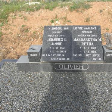 OLIVIER Johannes B. 1932-2004 &amp; Margaretha M. 1937-1999