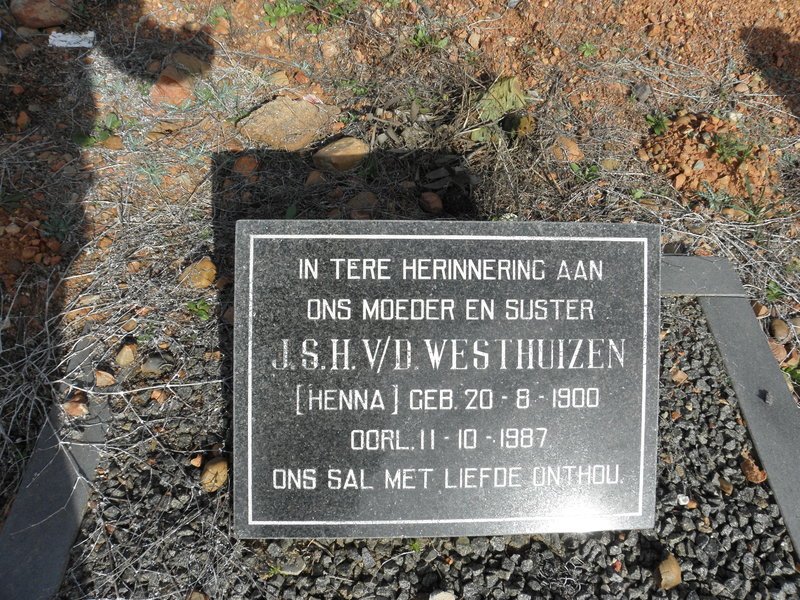 WESTHUIZEN J.S.H., v.d. 1900-1987