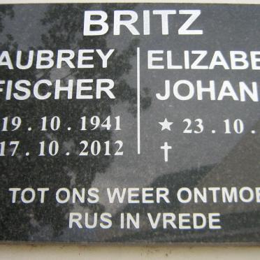 BRITZ Aubrey Fischer 1941-2012 &amp; Elizabeth Johanna 1954-