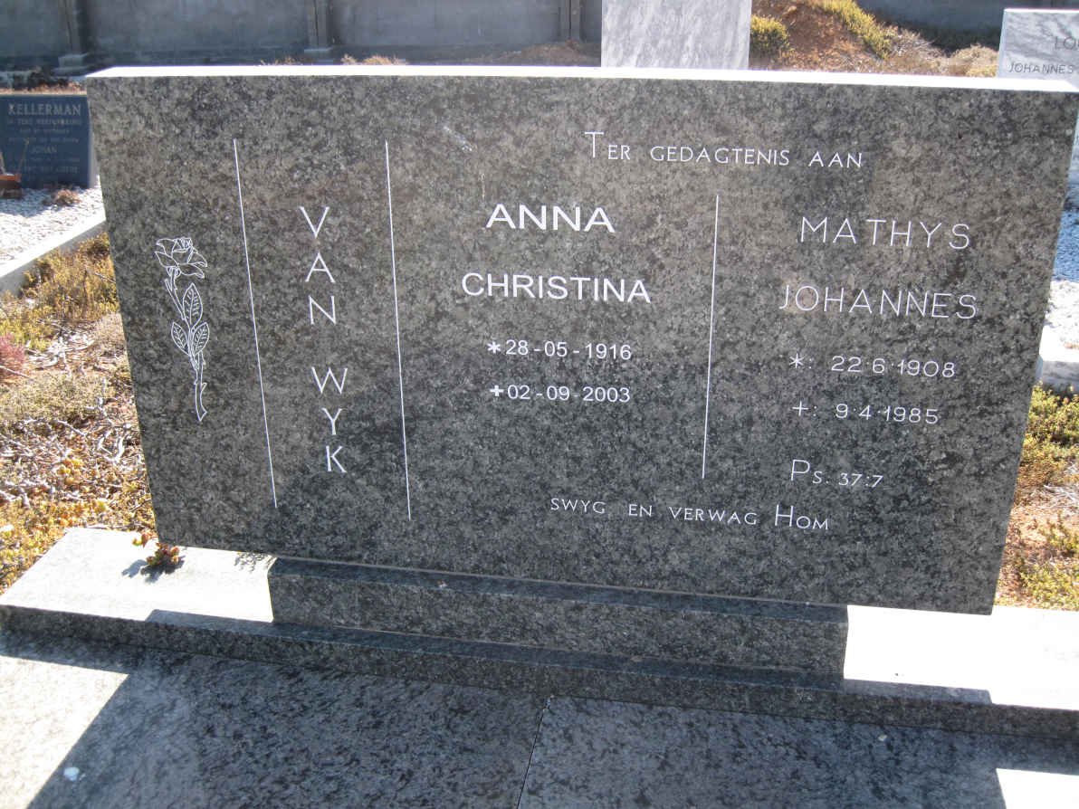 WYK Mathys Johannes, van 1908-1985 &amp; Anna Christina 1916-2003
