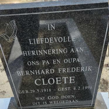 CLOETE Bernhard Frederik 1918-1996