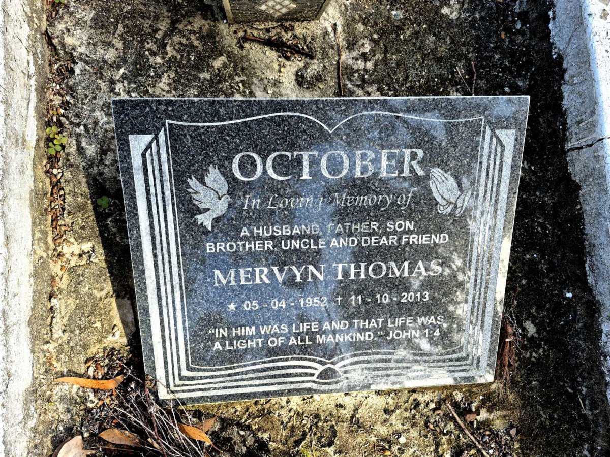 OCTOBER Mervyn Thomas 1952-2013