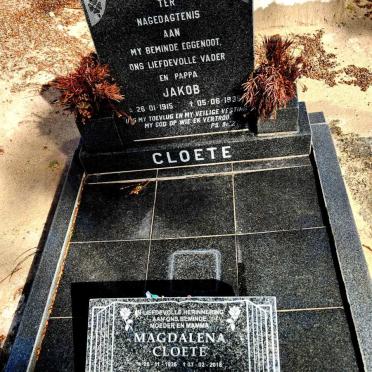 CLOETE Jakob 1915-1995 & Magdalena 1926-2018