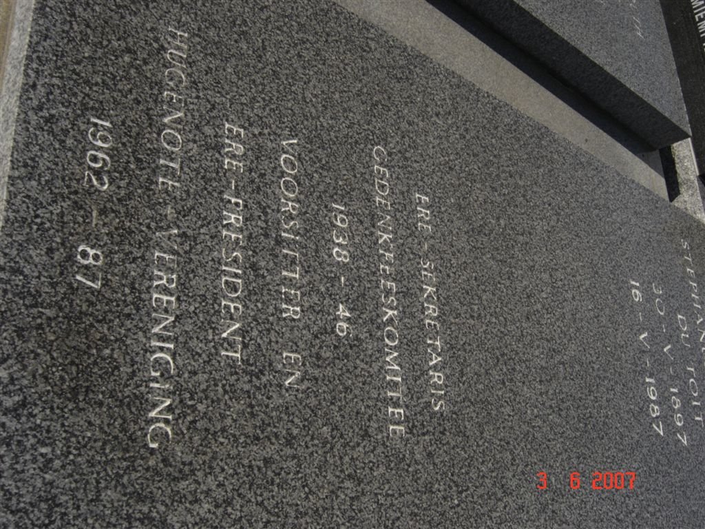 TOIT Stephanus Francois, du 1897-1987